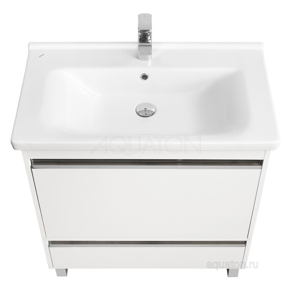 ТУМБА С РАКОВИНОЙ AQUATON КАПРИ 80 БЕЛЫЙ ГЛЯНЕЦ