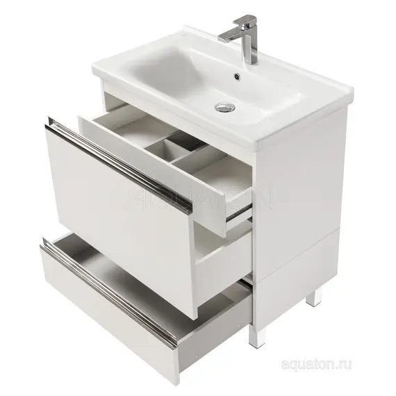 ТУМБА С РАКОВИНОЙ AQUATON КАПРИ 80 БЕЛЫЙ ГЛЯНЕЦ