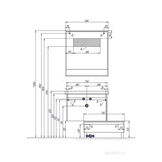 ТУМБА С РАКОВИНОЙ AQUATON КАПРИ 80 БЕЛЫЙ ГЛЯНЕЦ