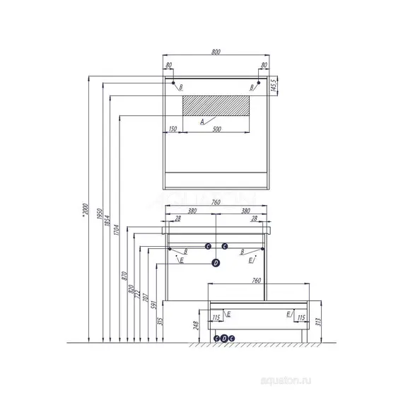 ТУМБА С РАКОВИНОЙ AQUATON КАПРИ 80 ТАКСОНИЯ ТЕМНАЯ