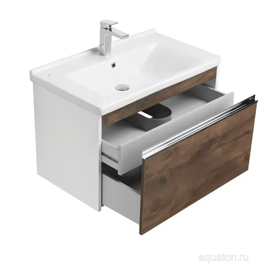 ТУМБА С РАКОВИНОЙ AQUATON КАПРИ 80 ТАКСОНИЯ ТЕМНАЯ