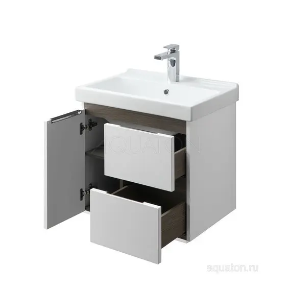 ТУМБА С РАКОВИНОЙ AQUATON РЕНЕ 60 БЕЛЫЙ, ГРЕЦКИЙ ОРЕХ