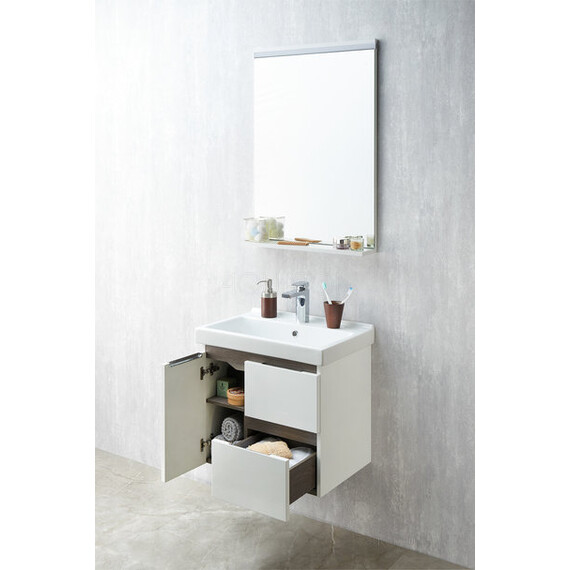 ТУМБА С РАКОВИНОЙ AQUATON РЕНЕ 60 БЕЛЫЙ, ГРЕЦКИЙ ОРЕХ