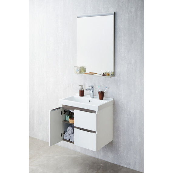 ТУМБА С РАКОВИНОЙ AQUATON РЕНЕ 60 БЕЛЫЙ, ГРЕЦКИЙ ОРЕХ