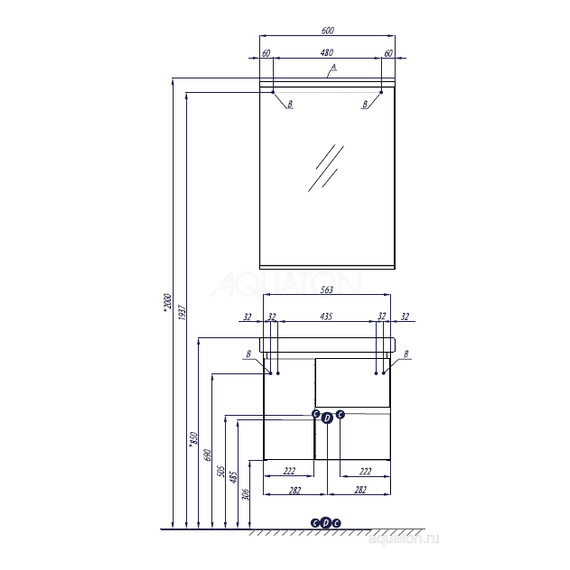 ТУМБА С РАКОВИНОЙ AQUATON РЕНЕ 60 БЕЛЫЙ, ГРЕЦКИЙ ОРЕХ