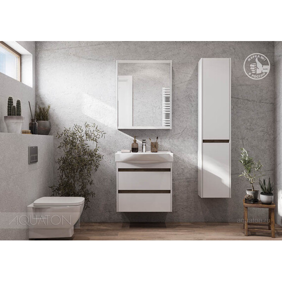 ШКАФ - КОЛОННА AQUATON НОРТОН БЕЛАЯ ЛЕВАЯ