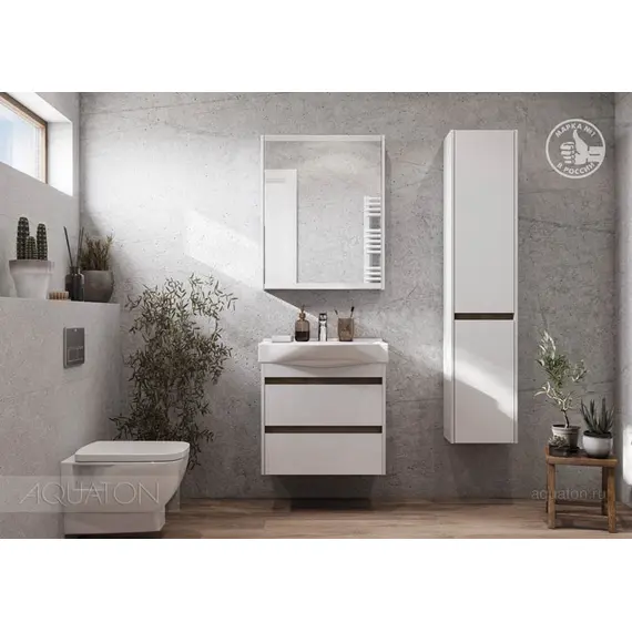 ШКАФ - КОЛОННА AQUATON НОРТОН БЕЛАЯ ЛЕВАЯ
