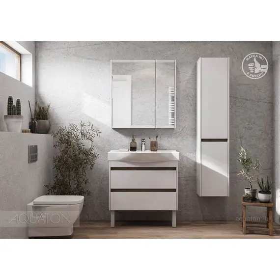 ШКАФ - КОЛОННА AQUATON НОРТОН БЕЛАЯ ЛЕВАЯ