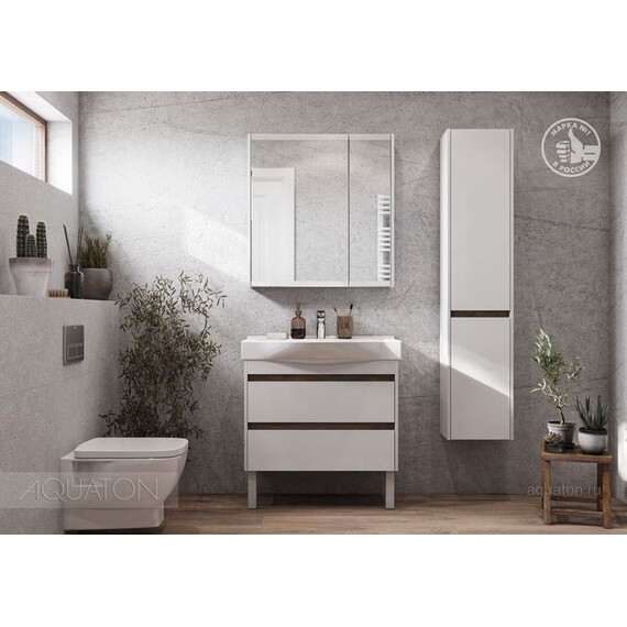 ШКАФ - КОЛОННА AQUATON НОРТОН БЕЛАЯ ПРАВАЯ