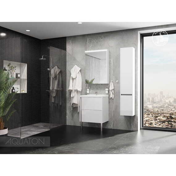 ШКАФ - КОЛОННА AQUATON СТОУН ЛЕВЫЙ БЕЛЫЙ