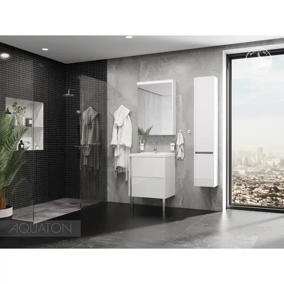 ШКАФ - КОЛОННА AQUATON СТОУН ЛЕВЫЙ БЕЛЫЙ