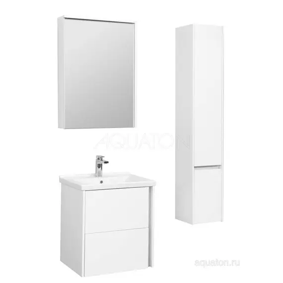 ШКАФ - КОЛОННА AQUATON СТОУН ЛЕВЫЙ БЕЛЫЙ