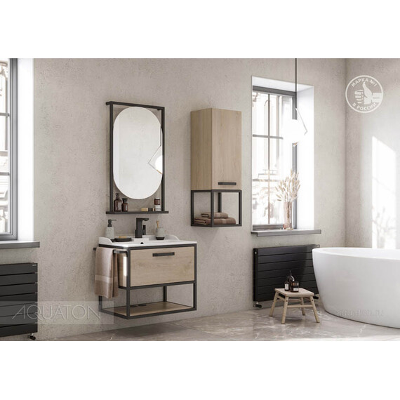 ТУМБА С РАКОВИНОЙ ИЗ ЛИТЬЕВОГО МРАМОРА AQUATON ЛОФТ ФАБРИК 65 ДУБ ЭНДГРЕЙН