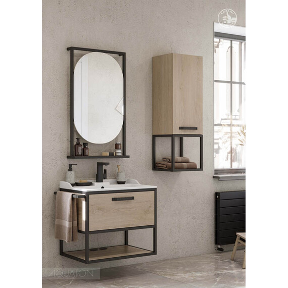 ТУМБА С РАКОВИНОЙ ИЗ ЛИТЬЕВОГО МРАМОРА AQUATON ЛОФТ ФАБРИК 65 ДУБ ЭНДГРЕЙН