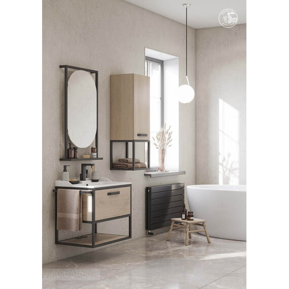 ТУМБА С РАКОВИНОЙ ИЗ ЛИТЬЕВОГО МРАМОРА AQUATON ЛОФТ ФАБРИК 65 ДУБ ЭНДГРЕЙН