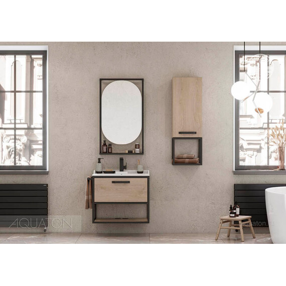 ТУМБА С РАКОВИНОЙ ИЗ ЛИТЬЕВОГО МРАМОРА AQUATON ЛОФТ ФАБРИК 65 ДУБ ЭНДГРЕЙН