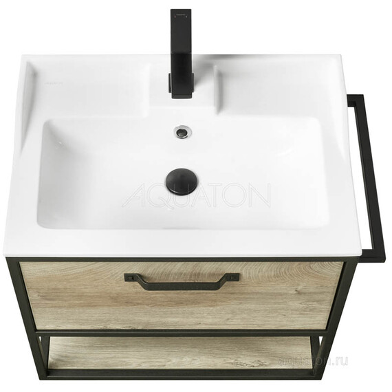 ТУМБА С РАКОВИНОЙ ИЗ ЛИТЬЕВОГО МРАМОРА AQUATON ЛОФТ ФАБРИК 65 ДУБ ЭНДГРЕЙН