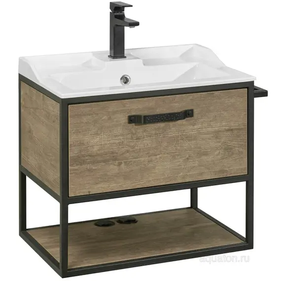 ТУМБА С РАКОВИНОЙ ИЗ ЛИТЬЕВОГО МРАМОРА AQUATON ЛОФТ ФАБРИК 65 ДУБ КАНТРИ