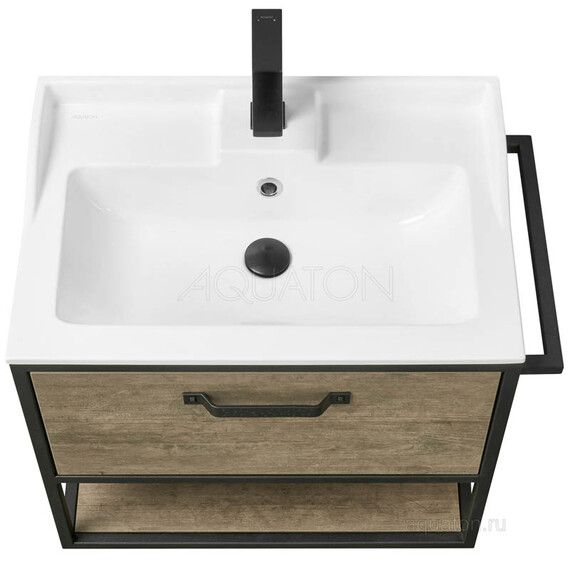 ТУМБА С РАКОВИНОЙ ИЗ ЛИТЬЕВОГО МРАМОРА AQUATON ЛОФТ ФАБРИК 65 ДУБ КАНТРИ