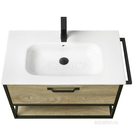ТУМБА С КЕРАМИЧЕСКОЙ РАКОВИНОЙ AQUATON ЛОФТ ФАБРИК 80 ДУБ ЭНДГРЕЙН