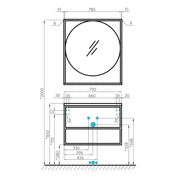 ТУМБА С КЕРАМИЧЕСКОЙ РАКОВИНОЙ AQUATON ЛОФТ ФАБРИК 80 ДУБ ЭНДГРЕЙН