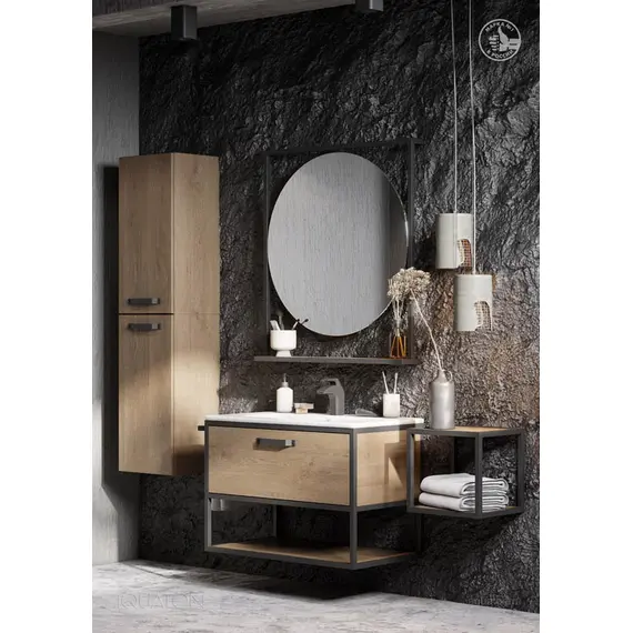 ТУМБА С КЕРАМИЧЕСКОЙ РАКОВИНОЙ AQUATON ЛОФТ ФАБРИК 80 ДУБ КАНТРИ