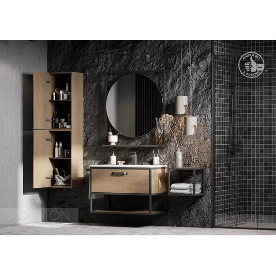 ТУМБА С КЕРАМИЧЕСКОЙ РАКОВИНОЙ AQUATON ЛОФТ ФАБРИК 80 ДУБ КАНТРИ