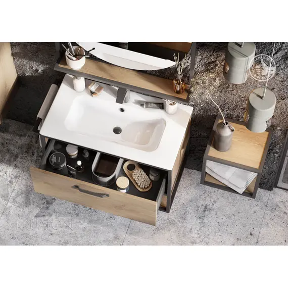 ТУМБА С КЕРАМИЧЕСКОЙ РАКОВИНОЙ AQUATON ЛОФТ ФАБРИК 80 ДУБ КАНТРИ