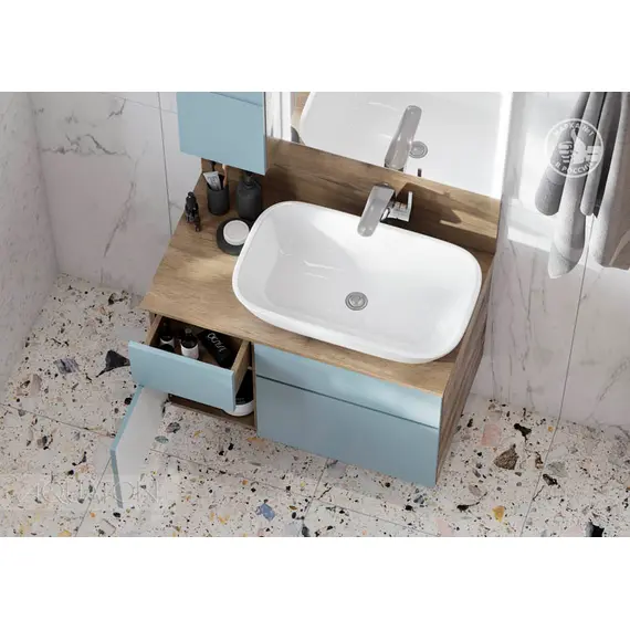 ТУМБА AQUATON МИШЕЛЬ 80 ДУБ РУСТИКАЛЬНЫЙ, ФЬОРД С РАКОВИНОЙ INFINITI И СТОЛЕШНИЦЕЙ ИЗ ВЛДСП