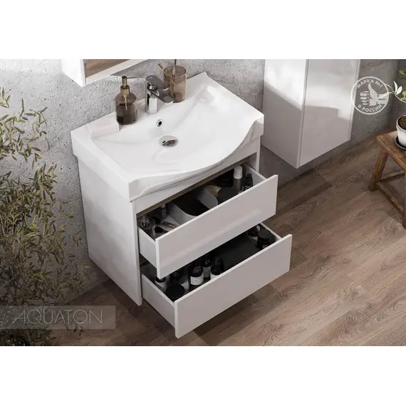 ТУМБА С РАКОВИНОЙ AQUATON НОРТОН 65 БЕЛАЯ