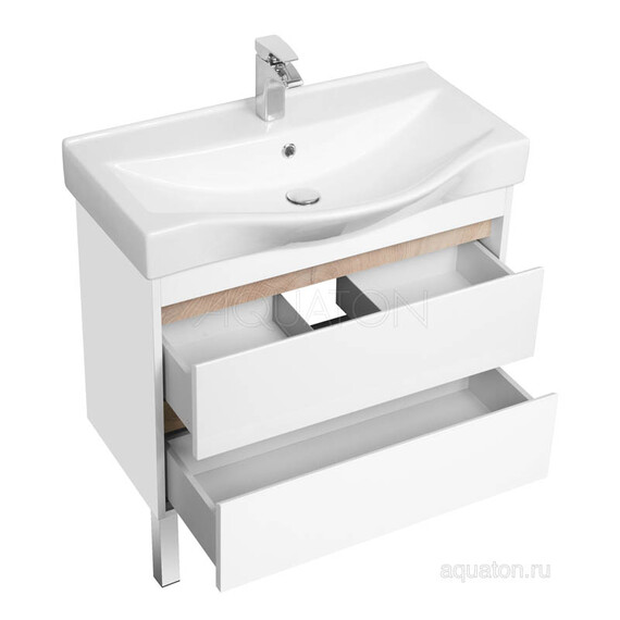 ТУМБА С РАКОВИНОЙ AQUATON НОРТОН 80 БЕЛАЯ