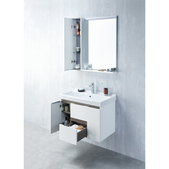 ТУМБА С РАКОВИНОЙ AQUATON РЕНЕ 80 БЕЛЫЙ, ГРЕЦКИЙ ОРЕХ