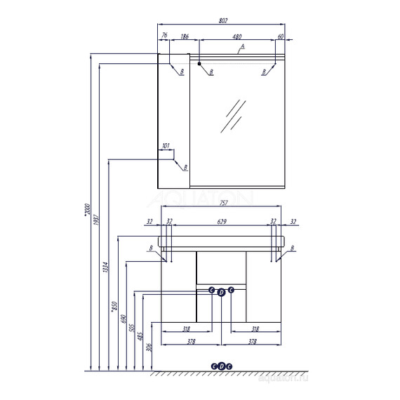 ТУМБА С РАКОВИНОЙ AQUATON РЕНЕ 80 БЕЛЫЙ, ГРЕЦКИЙ ОРЕХ