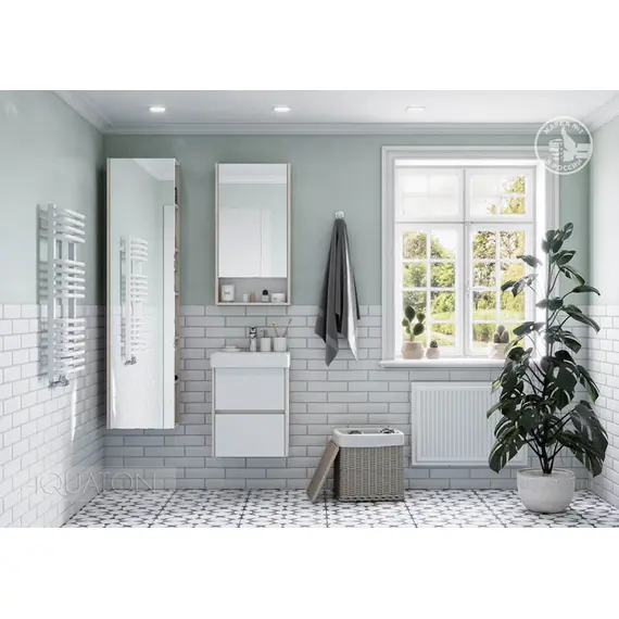 ТУМБА С РАКОВИНОЙ AQUATON СКАНДИ 45 БЕЛАЯ, ДУБ ВЕРОНА