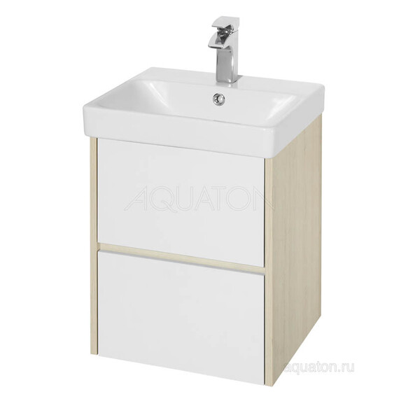 ТУМБА С РАКОВИНОЙ AQUATON СКАНДИ 45 БЕЛАЯ, ДУБ ВЕРОНА