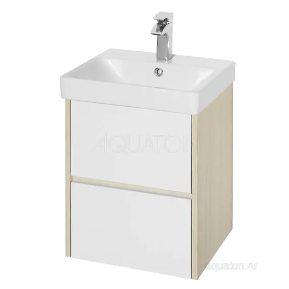 ТУМБА С РАКОВИНОЙ AQUATON СКАНДИ 45 БЕЛАЯ, ДУБ ВЕРОНА