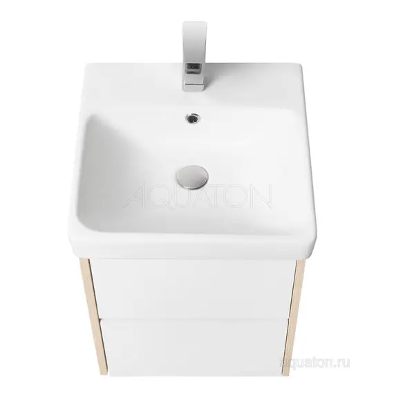 ТУМБА С РАКОВИНОЙ AQUATON СКАНДИ 45 БЕЛАЯ, ДУБ ВЕРОНА