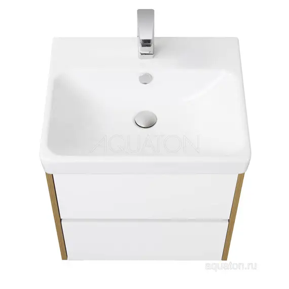 ТУМБА С РАКОВИНОЙ AQUATON СКАНДИ 55 БЕЛАЯ, ДУБ РУСТИКАЛЬНЫЙ