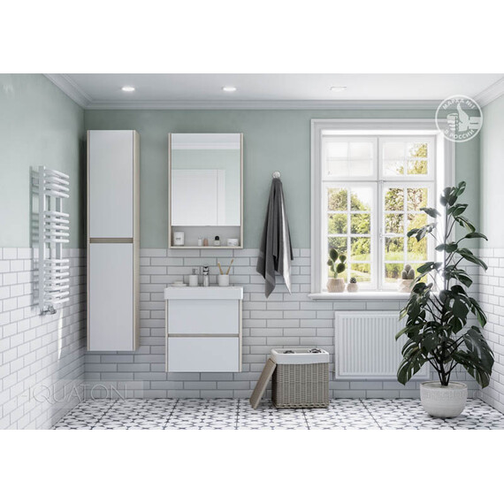 ТУМБА С РАКОВИНОЙ AQUATON СКАНДИ 55 БЕЛАЯ, ДУБ ВЕРОНА