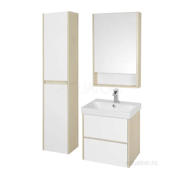 ТУМБА С РАКОВИНОЙ AQUATON СКАНДИ 55 БЕЛАЯ, ДУБ ВЕРОНА