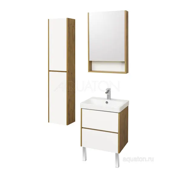 ТУМБА С РАКОВИНОЙ AQUATON СКАНДИ 70 БЕЛАЯ, ДУБ РУСТИКАЛЬНЫЙ