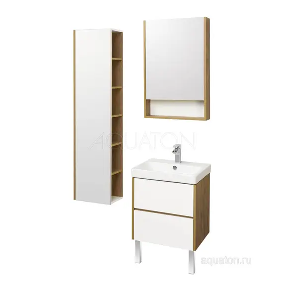 ТУМБА С РАКОВИНОЙ AQUATON СКАНДИ 70 БЕЛАЯ, ДУБ РУСТИКАЛЬНЫЙ