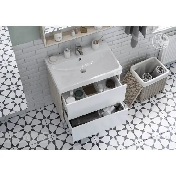 ТУМБА С РАКОВИНОЙ AQUATON СКАНДИ 70 БЕЛАЯ, ДУБ ВЕРОНА