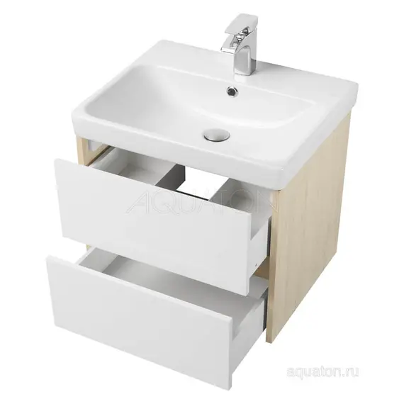 ТУМБА С РАКОВИНОЙ AQUATON СКАНДИ 70 БЕЛАЯ, ДУБ ВЕРОНА