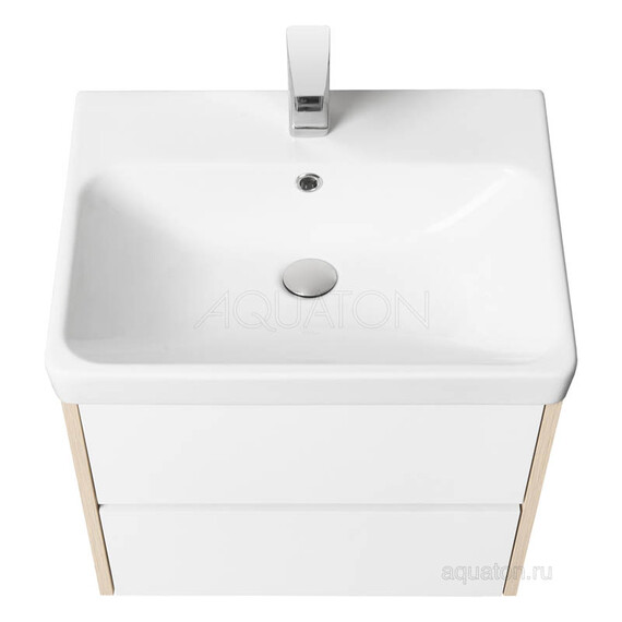ТУМБА С РАКОВИНОЙ AQUATON СКАНДИ 70 БЕЛАЯ, ДУБ ВЕРОНА
