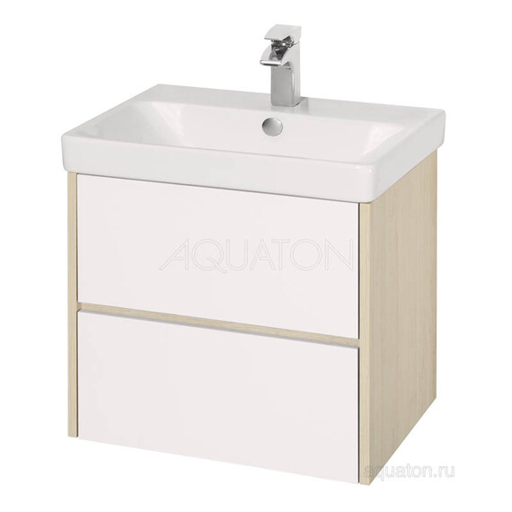 ТУМБА С РАКОВИНОЙ AQUATON СКАНДИ 70 БЕЛАЯ, ДУБ ВЕРОНА