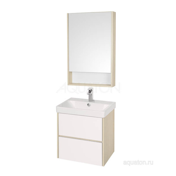 ТУМБА С РАКОВИНОЙ AQUATON СКАНДИ 70 БЕЛАЯ, ДУБ ВЕРОНА