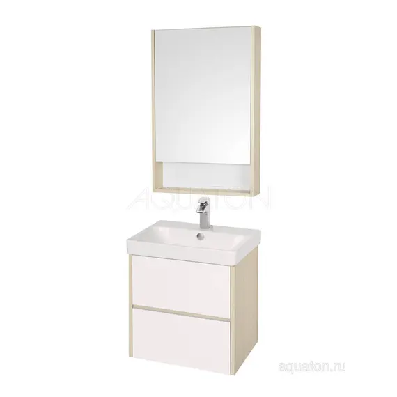 ТУМБА С РАКОВИНОЙ AQUATON СКАНДИ 70 БЕЛАЯ, ДУБ ВЕРОНА