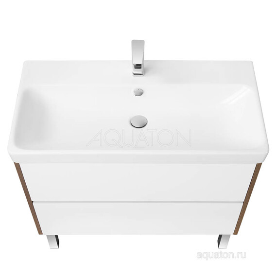 ТУМБА С РАКОВИНОЙ AQUATON СКАНДИ 90 БЕЛАЯ, ДУБ РУСТИКАЛЬНЫЙ