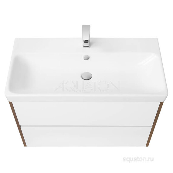 ТУМБА С РАКОВИНОЙ AQUATON СКАНДИ 90 БЕЛАЯ, ДУБ РУСТИКАЛЬНЫЙ